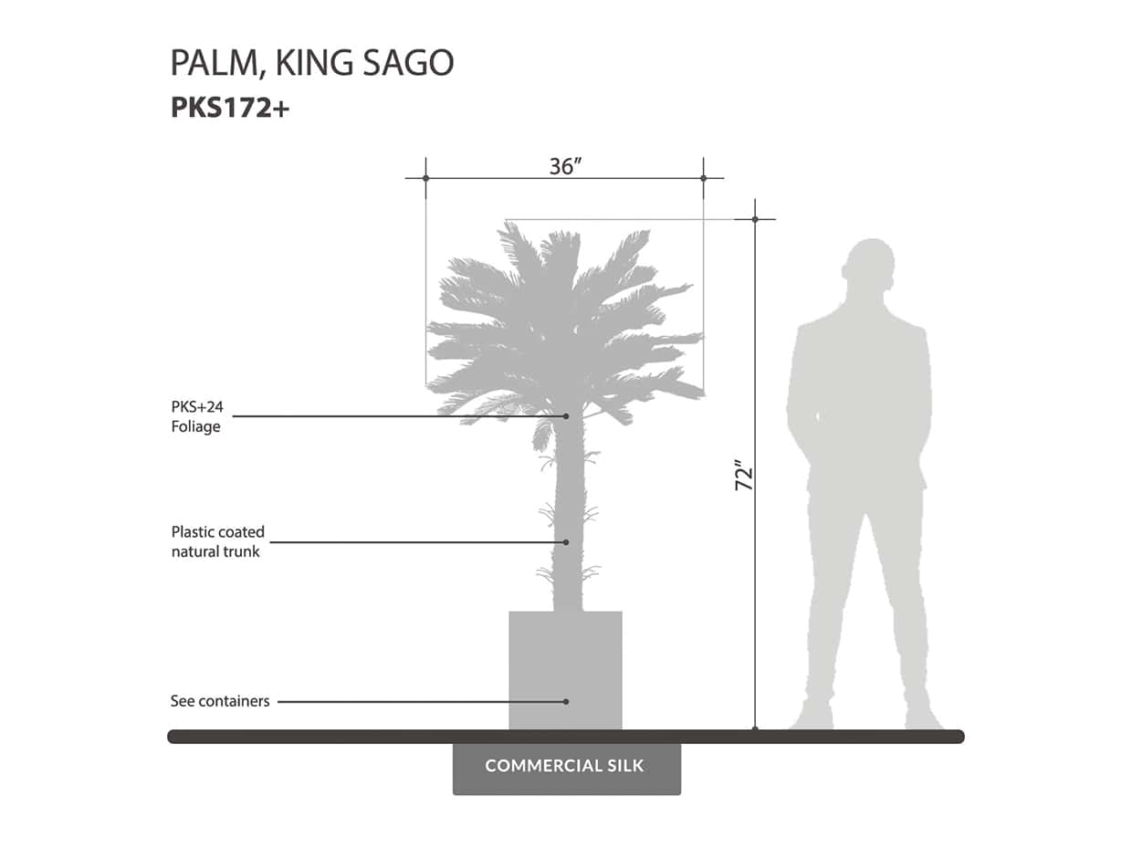 Artificial King Sago Palm Tree Fake Tree Outdoor Commercial Silk