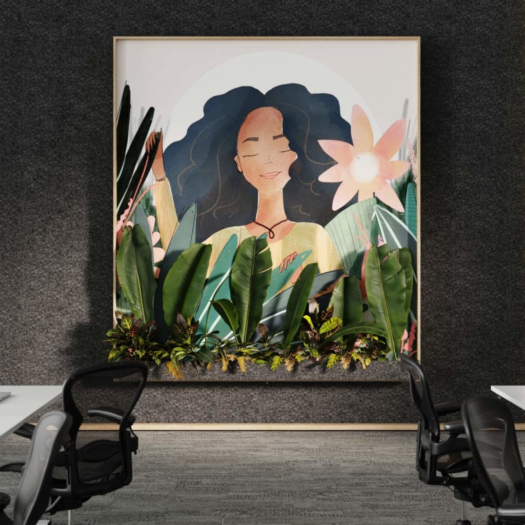 Watercolor Wall Art With Greenery