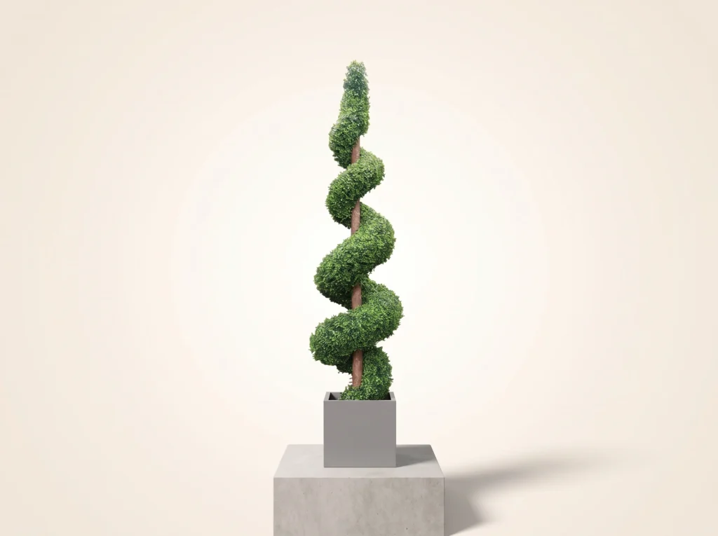 Outdoor Faux Boxwood Spiral Topiary